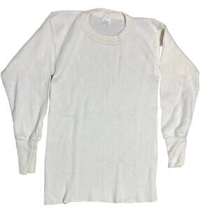 Vintage Thermal Shirt Men’s Medium Ivory Long Sleeve